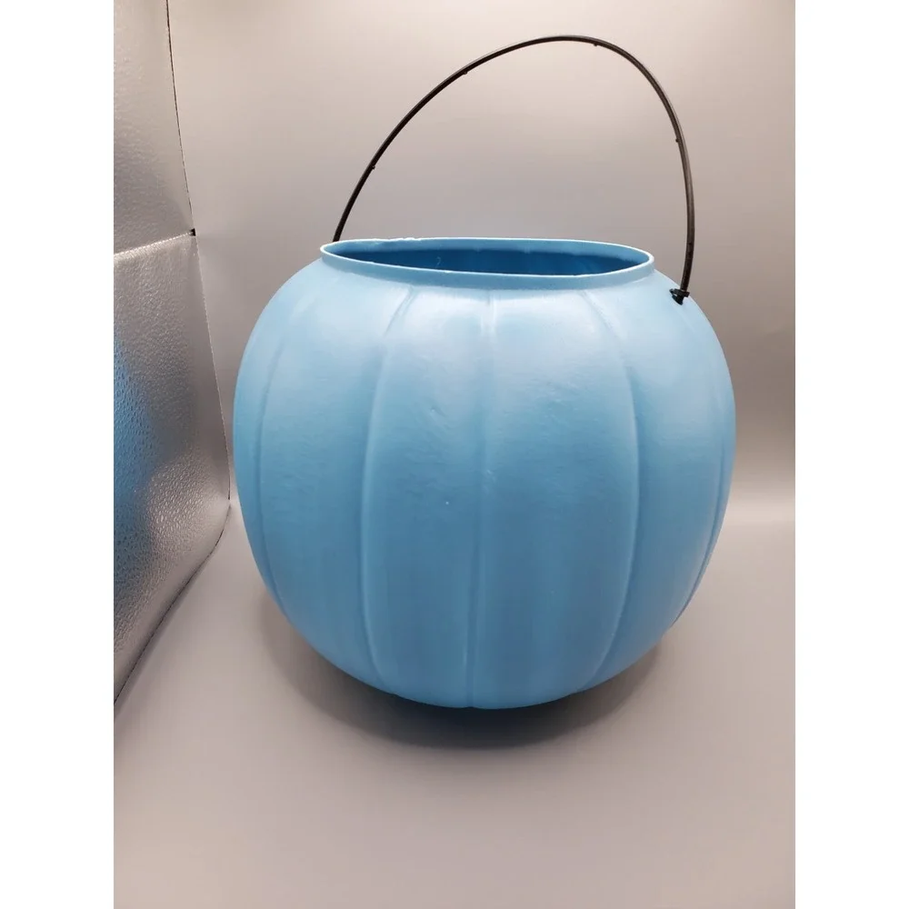 General Foam Plastics Blow Mold Blue Pumpkin Candy Bucket Pail Halloween